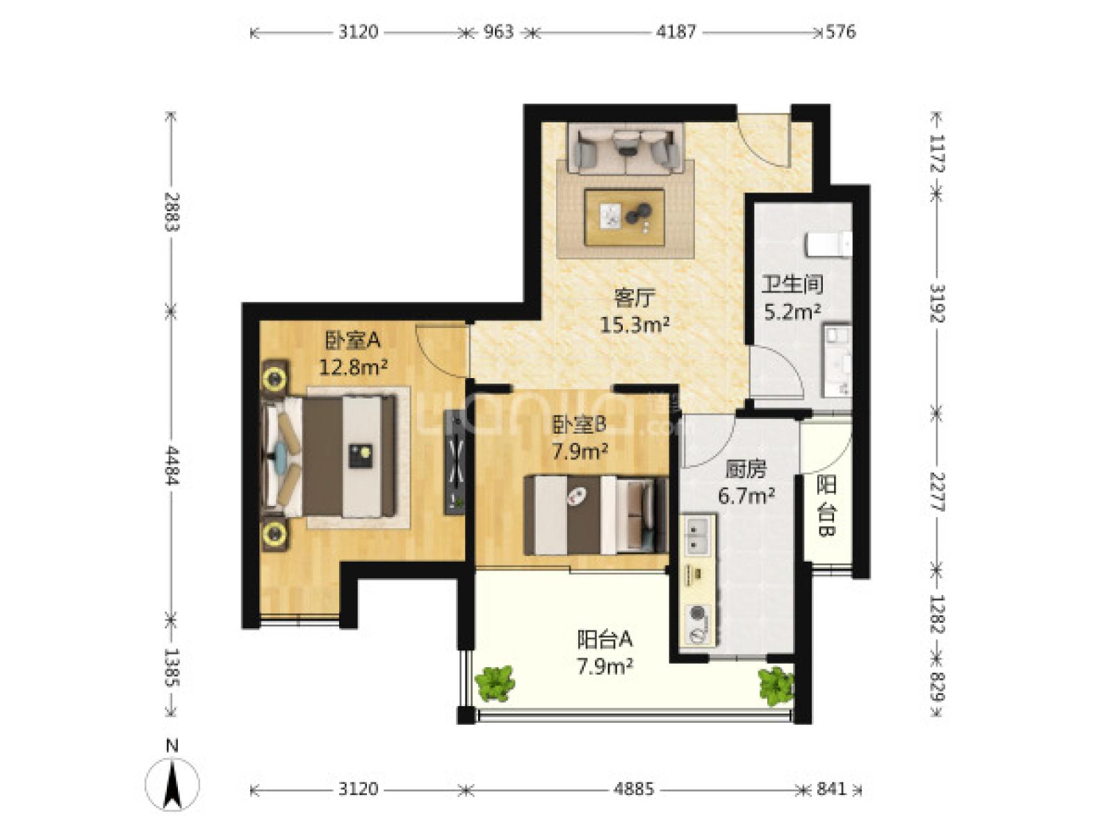 【宜家国际公寓 2室1厅 70平_南京江宁区宜家国际公寓租房】_南京租房